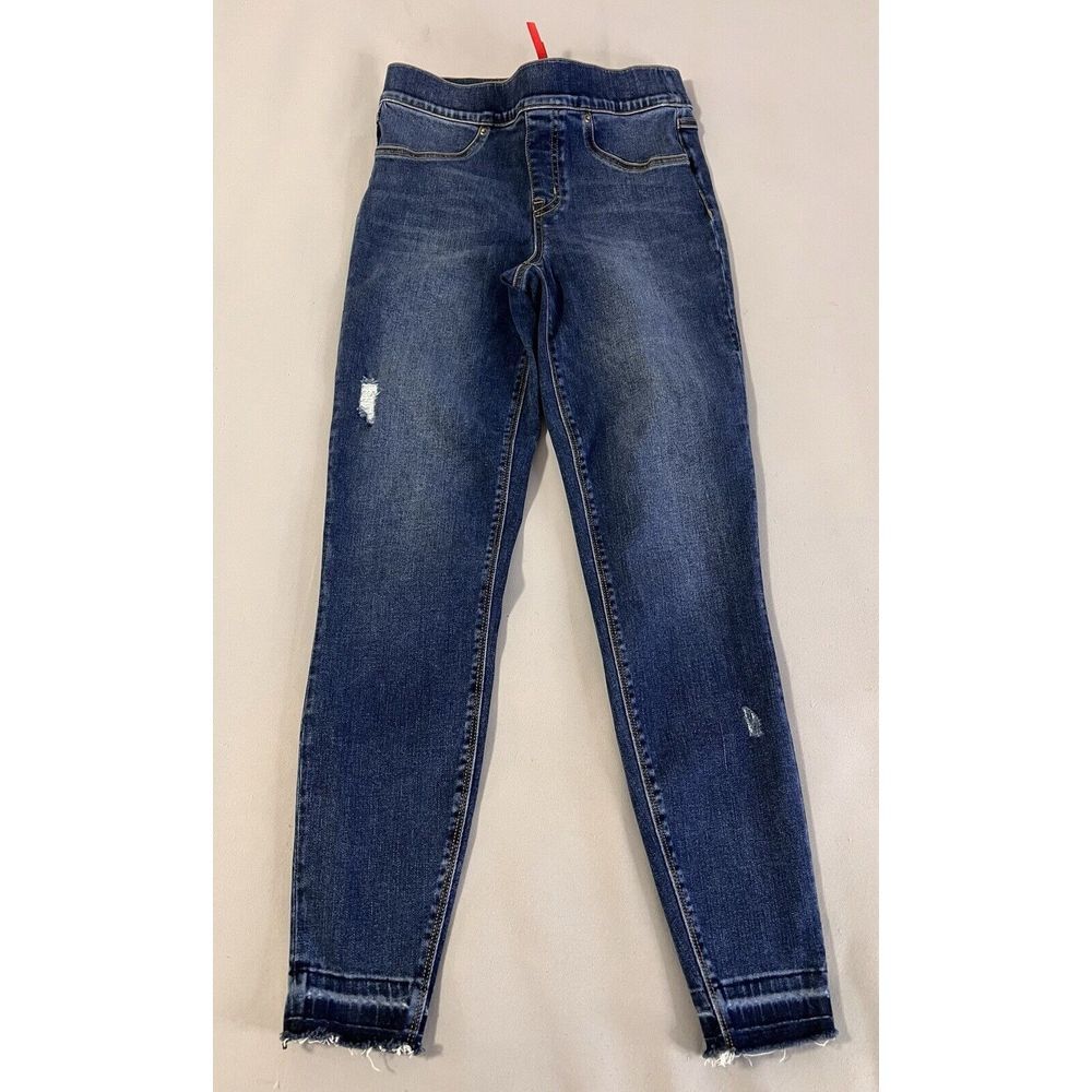 Spanx Jeans Women Small Blue High Rise Denim Ankle Skinny Pull On Midnight Shade